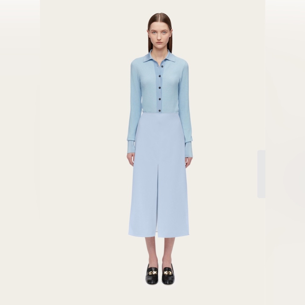 Salvatore Ferragamo Light Blue layered midi skirt